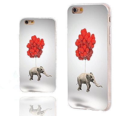 iPhone 6s Case,iPhone 6 Case,ChiChiC [ Cute Series] Full Protective Stylish Slim Flexible Durable Soft TPU Cover Cases for iPhone 6 6s 4.7 Inch,cute elephant red balloon fly
