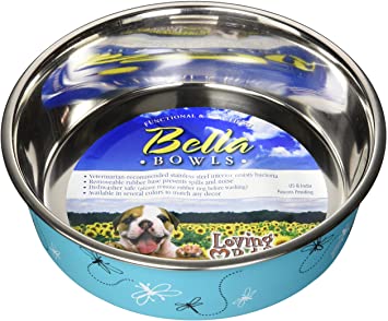 Loving Pets Dragonfly Bella Bowl for Dogs, Large, 2-Quart, Turquoise