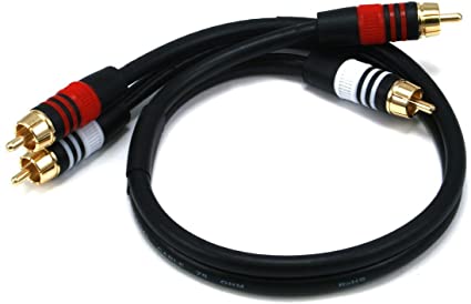 Monoprice 1.5ft Premium 2 RCA Plug/2 RCA Plug M/M 22AWG Cable - Black