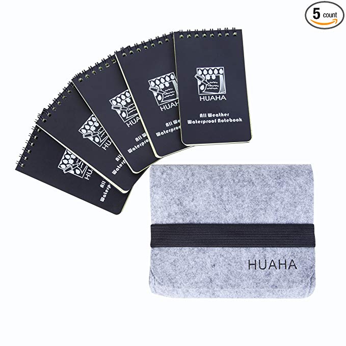 HUAHA All Weather Notebook with Water Proof Writing Paper 3" x 5" Pocket Notebook