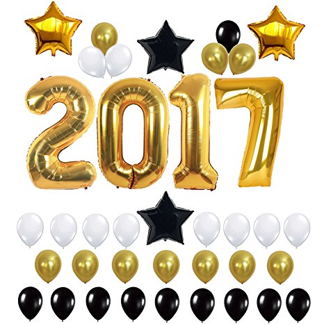 2017 Balloons Graduations Decorations 42 Inch with Black & Silver & Golden Latex Balloon Perfect for Event, Bridal Wedding and Graduations Party Supplies (Gold)