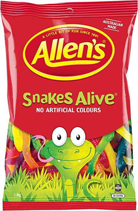 Allens Snakes Alive Bulk Bag Lollies 1.3kg