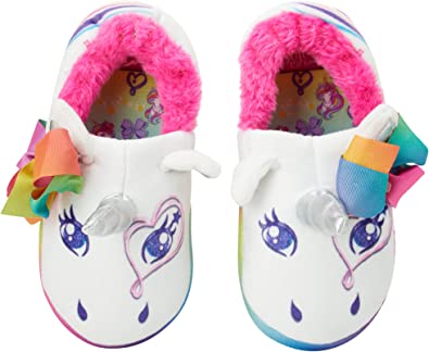 JoJo Siwa Girls' Slippers - Plush Fuzzy Slippers with 3D Unicorn (Toddler/Little Girl)