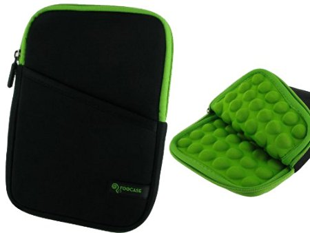 Tablet Sleeve Case - roocase 7 Inch Sleeve Case with Super Bubble Protection (Black / Green) for Kindle Fire Tablet, Paper White, iPad Mini, Galaxy Tab 7 and other tablet
