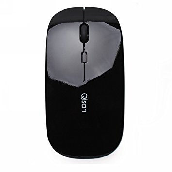 Qisan® 23MM Ultra Thin D10 2.4GHz 800~1000DPI~1200 DPI Workable Wireless Optical Mouse,The Nano Receiver (in the battery storage) - Black