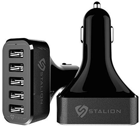 Car Charger: Stalion 5-Port Multiple USB Rapid Travel Adapter for iPhone 6 6s 7 Plus Samsung Galaxy S7 S6 Edge  GPS Smartphones & Tablets (Jet Black)