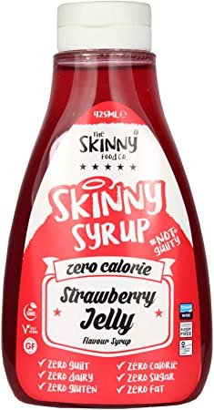 The Skinny Food Co Strawberry Jelly - Zero Calorie - Sugar Free - 0 Fat | for Deserts, Cake, Smoothie, Porridge, Pancake, Waffle | for Gym-Fitness Fans, Weight Loss Diet and Low Carb Diet | 425ml