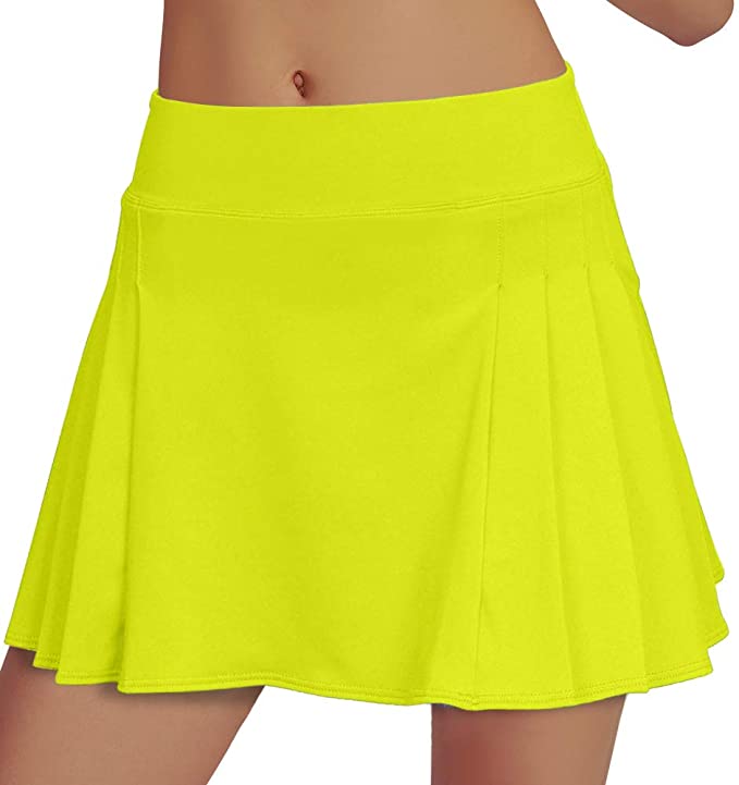 RainbowTree Women's Tennis Skirt Golf Skort Pleated with Side Inner Pockets Indoor Exercise,Runs Small