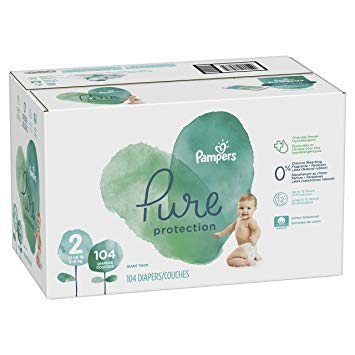 Pampers Pure Disposable Baby Diapers, Hypoallergenic and Fragrance Free Protection, Size 2, 104 Count, Giant