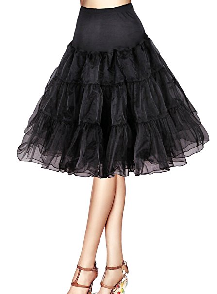 Tidetell Vintage Women's 50s Rockabilly Tutu Skirt 26" Length Petticoat(FBA)
