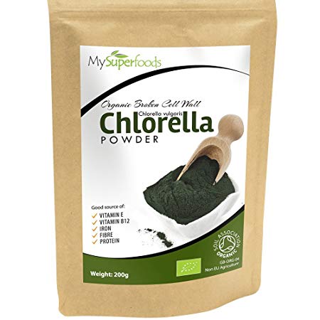 Organic Chlorella Powder (200 grams) | MySuperFoods | Incredibly High Chlorophyll Content | Bursting with Nutrients | Certified Organic | Healthy Edible Algae | Add To Drinks and Smoothies