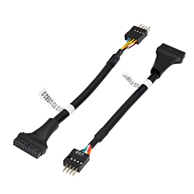 SinLoon USB 3.0 Header to USB 2.0, USB 3.0 19 Pin Female to USB 2.0 9 Pin Connectors Motherboard Cable for Data Transmission 2-Pack (19Pin Female)