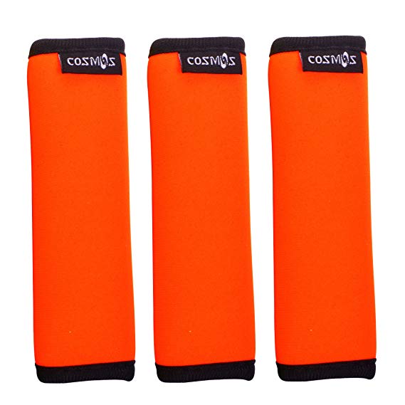 Cosmos ® 3 PCS Comfort Neoprene Handle Wraps/Grip/Identifier for Travel Bag Luggage Suitcase (Fluorescent orange)