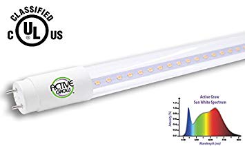 Active Grow T8/T12 High Output 4FT LED Grow Light Tube for Germination, Microgreens & Tissue Culture - 22 Watts - Sun White Full Spectrum (High CRI 95) - Single Ended Direct Wire 120-277V - UL Marked