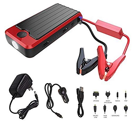 Powerall SUPREME 600A Portable 16,000 mAh Lithium V4 V6 V8 Car Jump Starter with Power Bank, LED Flashlight and Carrying Case