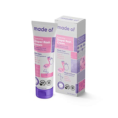 Organic Diaper Rash Cream by MADE OF - NSF Organic - Fragrance Free - Organic Diaper Ointment for Sensitive Skin and Eczema Rash and Irritation - Made in USA - 3.4oz (Fragrance Free, 1-Pack)