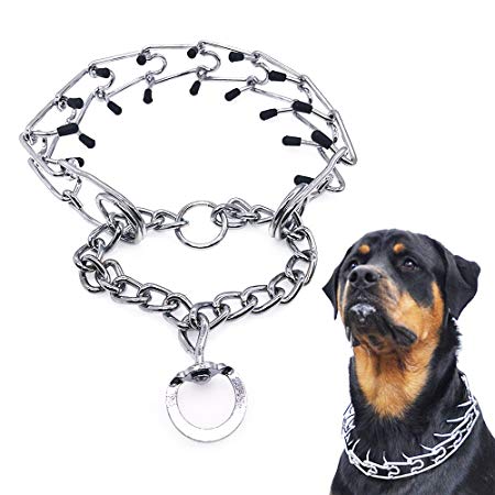 Mayerzon Dog Prong Collar, Classic Stainless Steel Choke Pinch Dog Chain Collar with Comfort Tips, 5