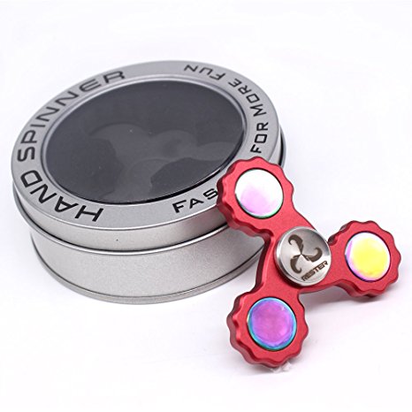RESTER Hybird Tri Hand Spinner Fidget Toy with Ceramic Stainless Steel Bearings For ADHD, Relieve-Anxiety,Quitting Bad Habits---Last 2 To 5 Mins【Red】