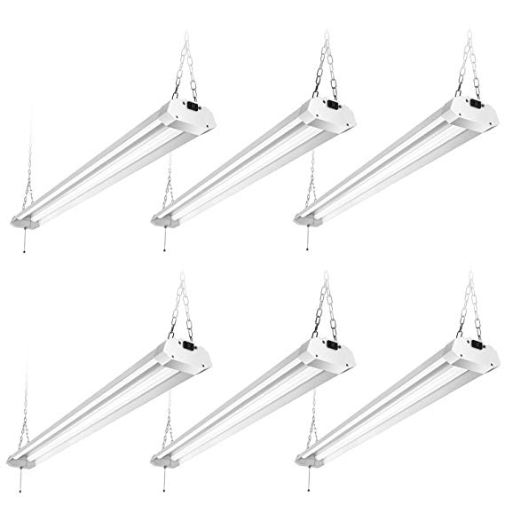 6 Pack Linkable LED Utility Shop Light 4ft Super Bright 4800 Lumens 40W 5000K Daylight LED Fixture for Garage Durable LED Fixture with Mounting and Daisy Chain Hardware Included ETL/DLC Certified