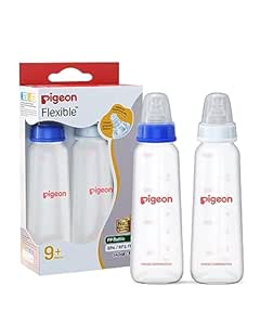 Pigeon Peristaltic Baby Nursing/ Feeding Bottle KPP Nipple L,For 9  Month Babies,BPA Free,BPS Free,Blue and White,240 ml,Pack of 2