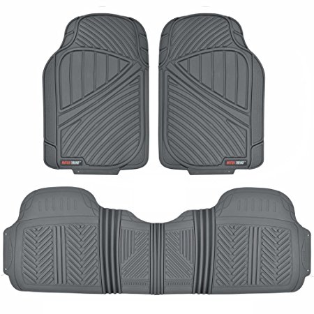 MotorTrend FlexTough Baseline - Heavy Duty Rubber Floor Mats, 100% Odorless & BPA Free (Gray)