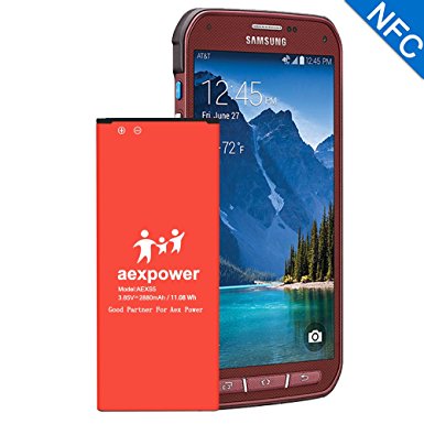 NFC S5 battery | AexPower 2880mAh Replacement Battery for Samsung Galaxy S5 Active / galaxy s5 sport SmartPhone [NFC/Google Wallet Capable] S5 Spare Battery