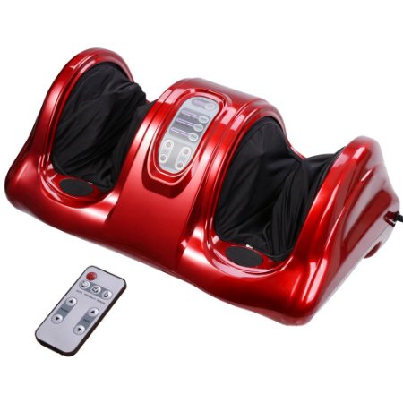 Aw Kneading Rolling Foot Leg Massager Calf w Remote Control Personal Home Health Care Tool Red