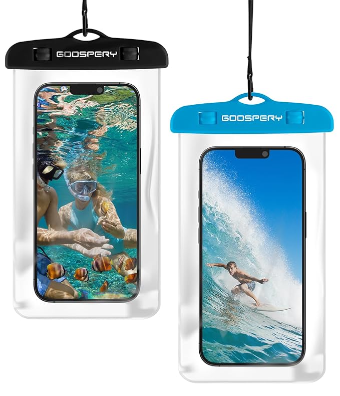 GOOSPERY [2-Pack] Universal Waterproof Phone Pouch, Underwater Cellphone Dry Case Beach Bag Compatible with iPhone 14 13 12 11 Pro Max Mini Xs XR, Galaxy S23 S22 S21 S20 Ultra Note20 up to 6.8"