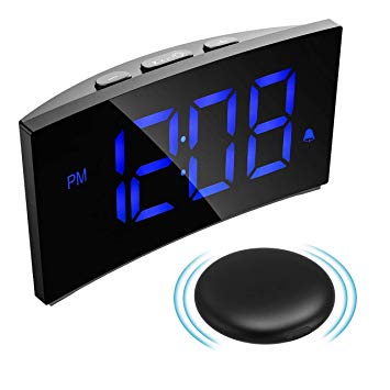 PICTEK Wireless Bed Shaker Alarm Clock for Heavy Sleeper, Vibrating Digital Alarm Clock for Bedroom, 3 Alarm Sound, 5'' LED Display, 5 Dimmer, Snooze, Easy Setting Bomb Clock for Kid Senior Deaf