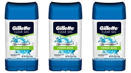 Gillette Power Rush Clear Gel Men's Antiperspirant and Deodorant, 3.8 Ounce, (3 Counts)