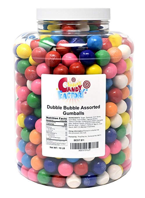 Dubble Bubble Assorted 24mm Gumballs 1 Inch in Jar, 10 Pounds