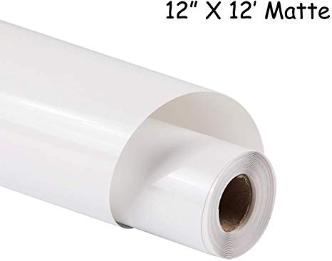 guangyintong Heat Transfer Vinyl Roll for T-Shirts 12 Inch by 12 Feet No Adhesive Matte (White A1)