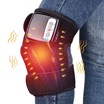 Heated and Vibration Massage Knee Brace Wrap, HailiCare 3 in 1 Rechargeable Wireless Electric Massager for Knee Shoulder Elbow - Enjoy Joint Pain Relief Anywhere, Single Pack Fit for Men (Single Pack)