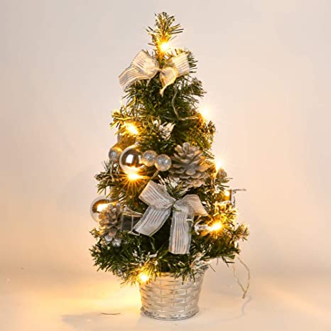 ESHOO Small Christmas Tree with Lights,Mini Desktop Decoration Xmas Tree (40CM),Ship From UK