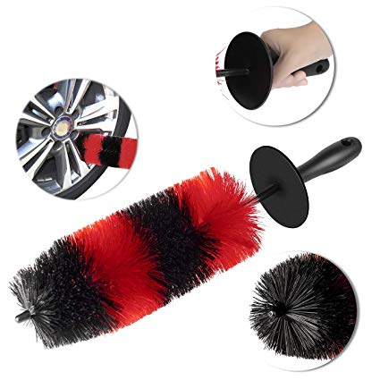 David City Wheel Brush for Car Wheel Detailing$Rim Cleaning Washing-18’’Long 4’’Diameter Upgraded Version-Soft Bristle No Injuries Tire Brush for Rims,Vehicles,Engines,Exhaust Pipes,Motorcycle ect.…