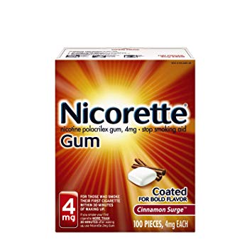 Nicorette Nicotine Gum Cinnamon Surge 4 milligram Stop Smoking Aid 100 count