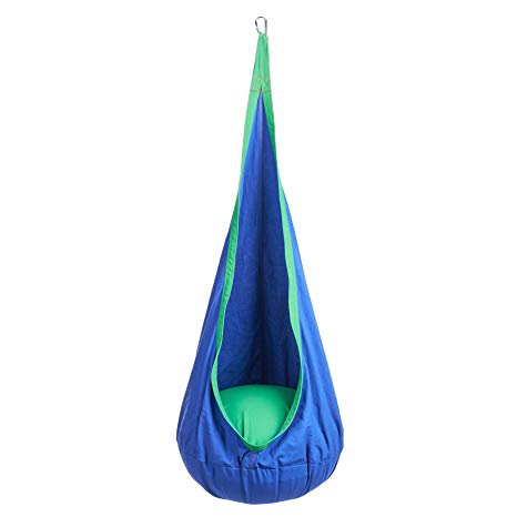 CO-Z Kid Child Pod Hanging Chair Swing Seat Hammock Indoor Outdoor Nook Tent (Blue)