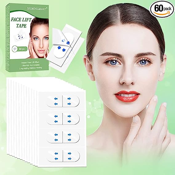 Face Lift Tape,60PCS Face Tape Lifting Invisible,Eyid Lift Strips, Vline Face Lifting,Face Lifting Tape, Lift Sticker,Face Uplift, Make-up Face Lift Band for Double Chin & Wrinkles