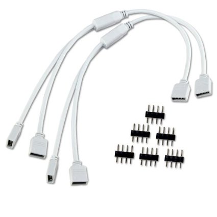 ZITRADESampreg 2PCSLot 1 to 2 Ports Female Connection Cable 4 Pin Splitter for LED Color Changing Strip Lights get free 6Pcs Pins