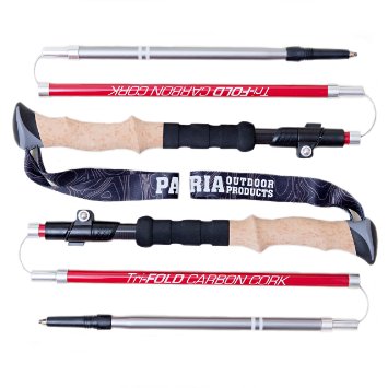 Tri-Fold Carbon Cork Trekking Poles - Foldable Collapsible Adjustable and Ultralight - Perfect for Hiking Walking Backpacking and Snowshoeing