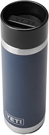 YETI Rambler 18 oz Bottle, Stainless Steel, Vacuum Insulated, with Hot Shot Cap, Navy