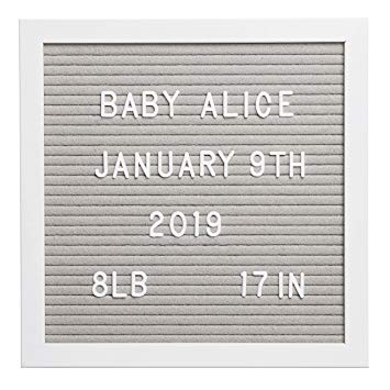 Pearhead 10" x 10" Felt Letterboard, Perfect Message Board for Sharing Back to School Milestones or Baby Announcements, Gray