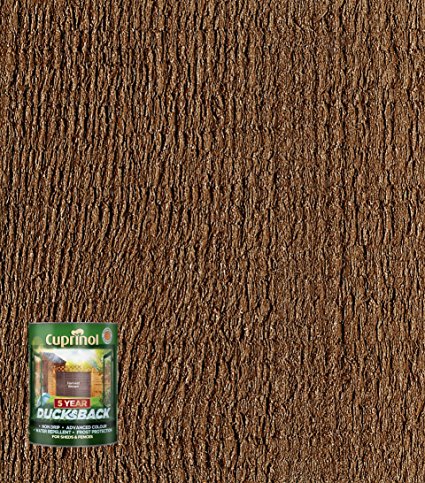 Cuprinol Ducksback 5 Year Waterproof for Sheds and Fences, 5 L - Harvest Brown