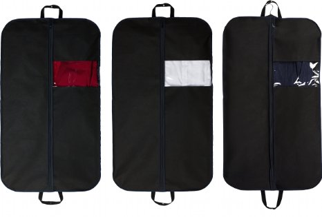 3 Piece Breathable Garment Bag Set -Ideal For Suits, Dresses, Linens, Garments, Travel, Storage, or Organization. Squared Ends For Broad Shouldered Suits. Full 42" Long and 26" Wide with a 3.5" Gusset