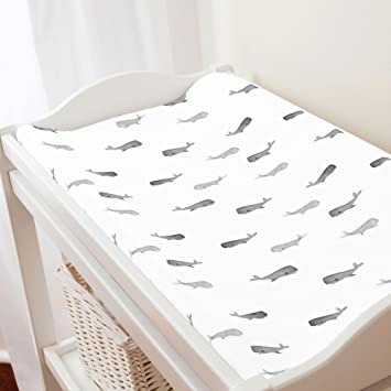 Carousel Designs Gray Whale of a Tale Changing Pad Cover - Organic 100% Cotton Change Pad Cover - Made in The USA
