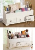 White 3 Drawer Desk and Makeup Storage Organizer