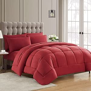 Sweet Home Collection Down Alternative Comforter All Season Warmth Luxurious Plush Loft Microfiber Fill Duvet Insert Bedding, Queen, Burgundy