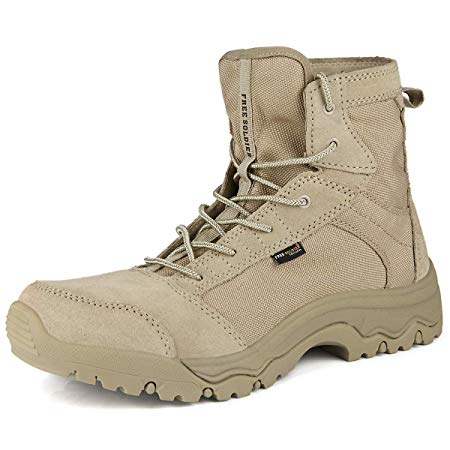 FREE SOLDIER Outdoor Men's Lightweight Desert Tactical Boots Durable Breathable Backpacking Boots