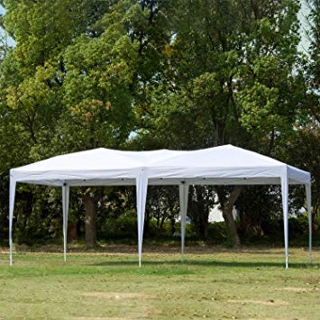 CharaHome 10 x 20 Canopy Tent Pop Up Portable Shade Instant Heavy Duty Outdoor Gazebo White Canopy Tent with Carry Bag for Outdoor Party Wedding Commercial Activity Pavilion BBQ Beach Car Shelter