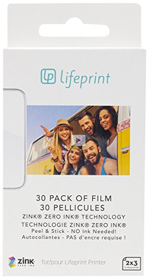 Lifeprint 30 pack of film for Lifeprint Augmented Reality Photo AND Video Printer. 2x3 Zero Ink sticky backed film (PH03)